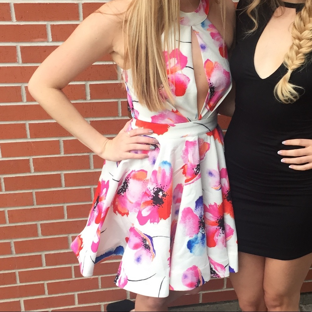 White and floral dress